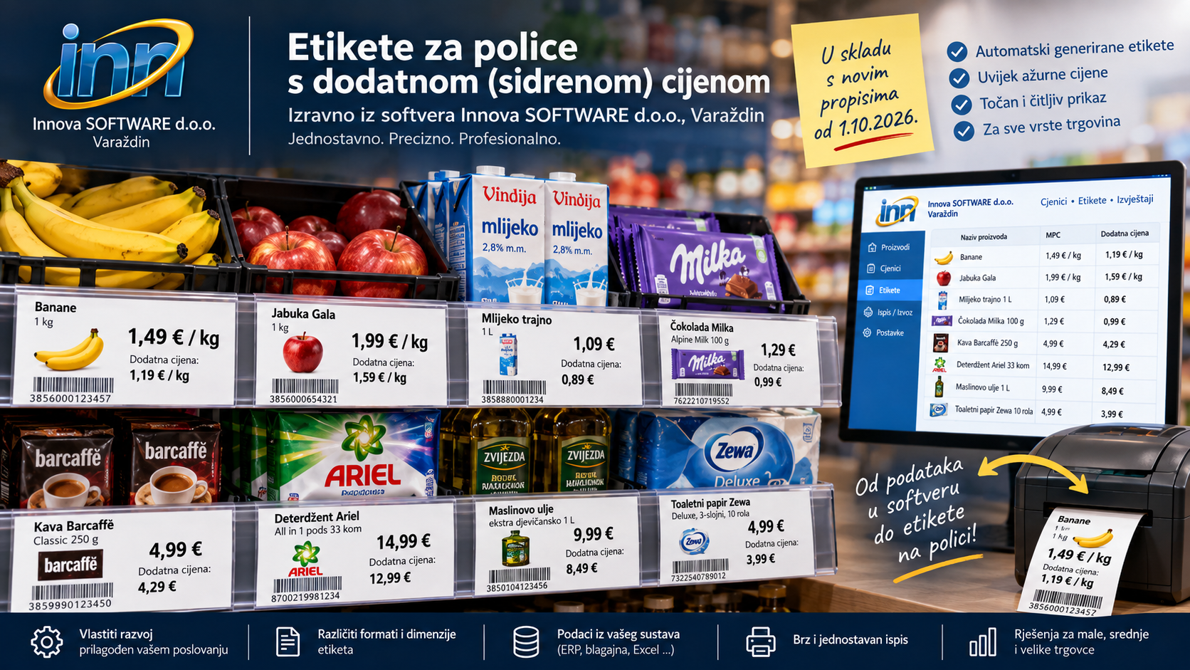 Program za ispis etiketa sa sidrenim cijenama za police trgovina - Innova SOFTWARE